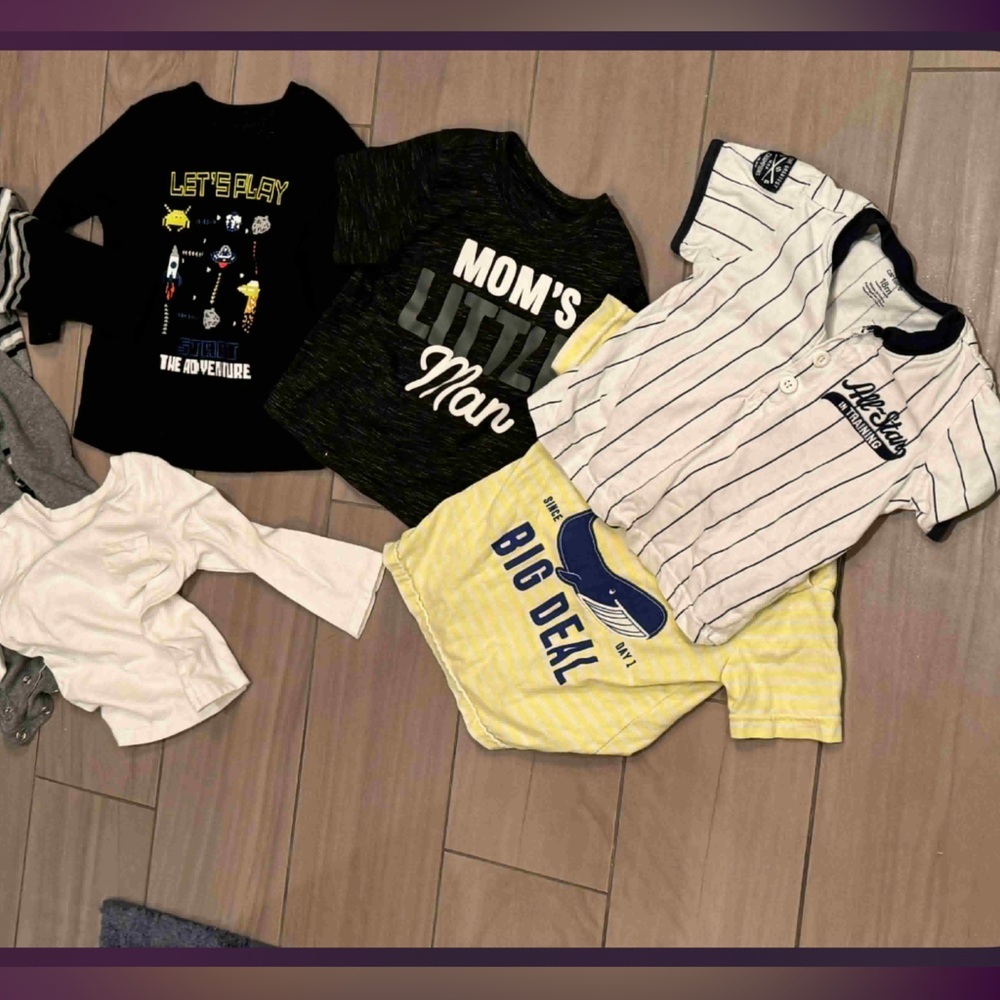 12pc bundle lot boys 18m clothing no stains or wear shirts & one pieces - Picture 3 of 5